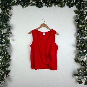 CAbi Scoop Neck French Knot Terry Tank Top Red Women’s Size S